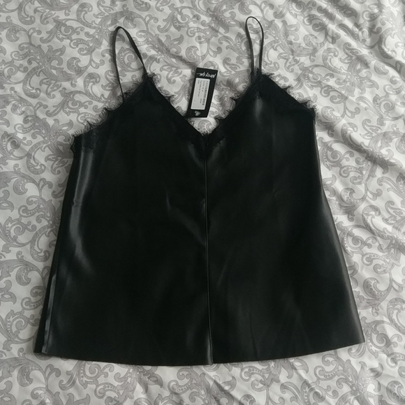 Nasty Gal Tops - NWT Nasty gal vegan leather and lace top